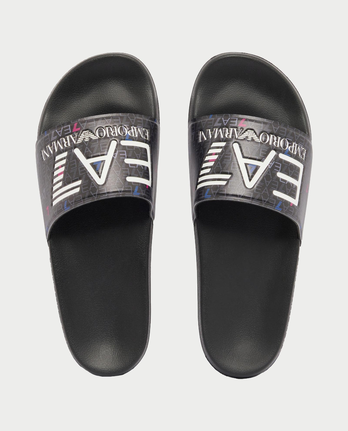 Ciabatte ARMANI nere monogram colorato