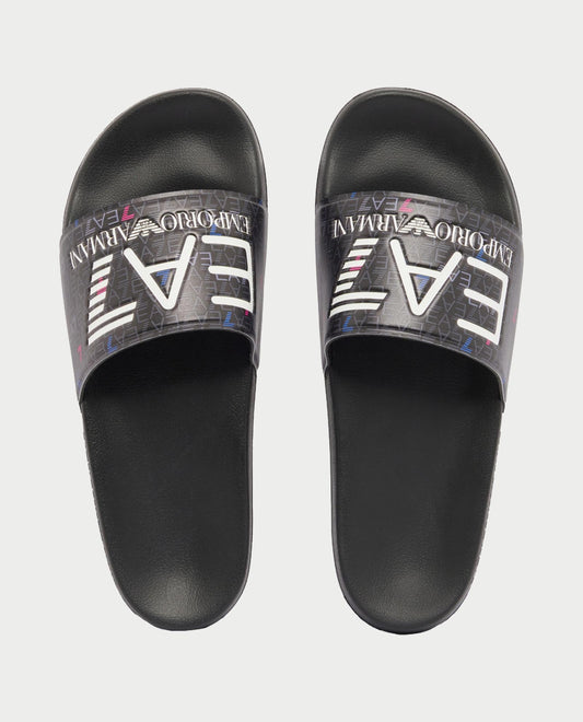 Ciabatte ARMANI nere monogram colorato