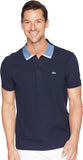 Polo LACOSTE blu colletto bicolore