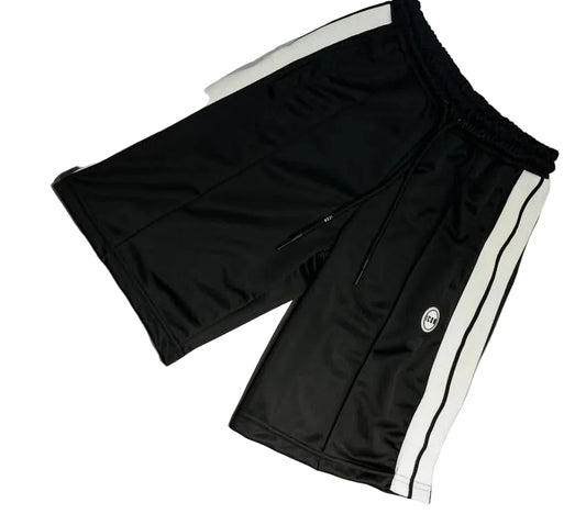 Completo ICON con pantalone triacetato black e t-shirt white con bande su maniche