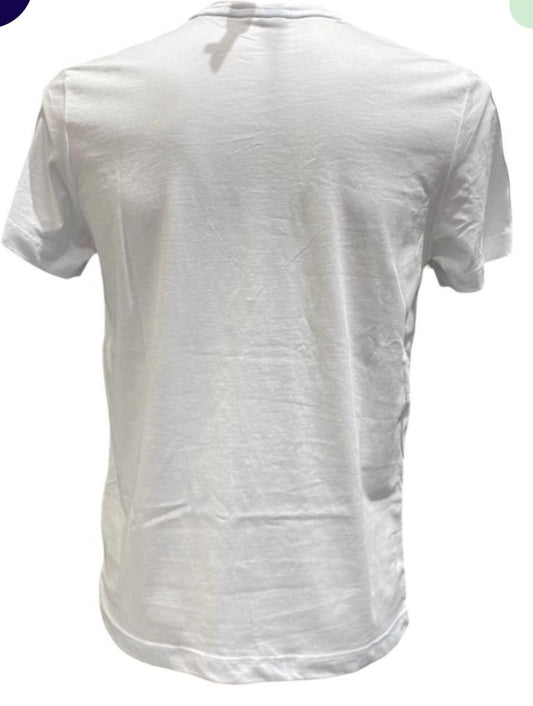 T-shirt ICON BIANCA CON BANDA  BEIGE E NERA