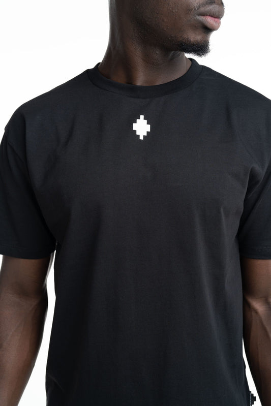 T-shirt MARCELO BURLON total Black logo avanti e retro bianco