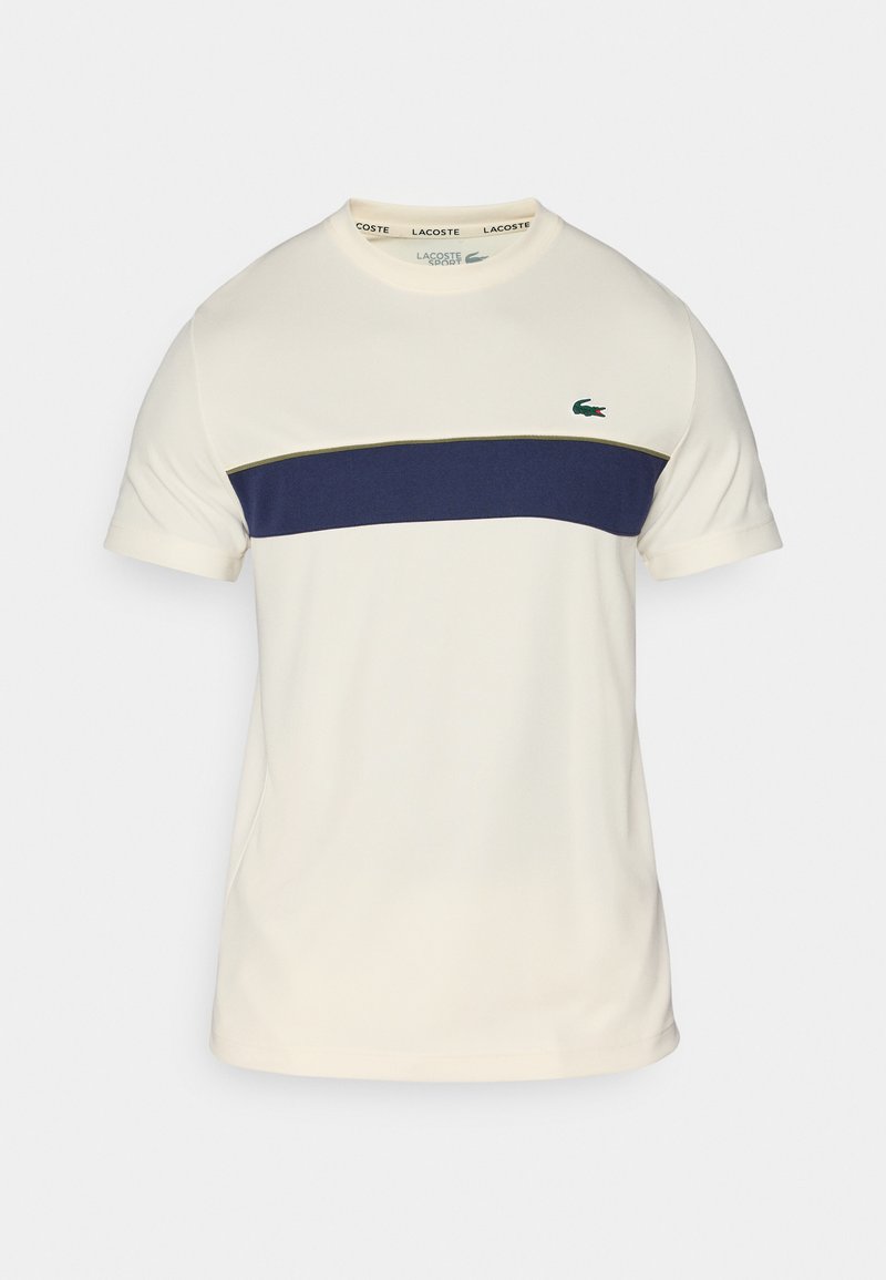 T-shirt LACOSTE panna con banda blu