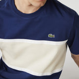 T-shirt LACOSTE blu e panna