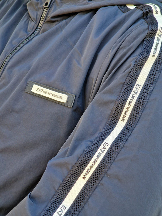 Giubbotto Armani primaverile banda logata laterale beige