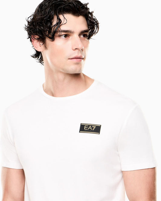 T-shirt ARMANI panna logo nero e oro