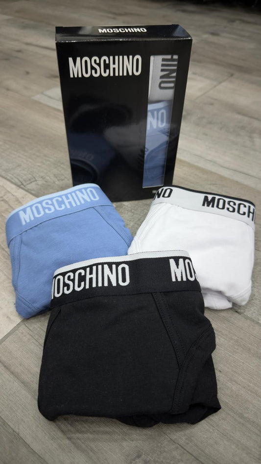 Slip MOSCHINO tripack bianco azzurro e nero