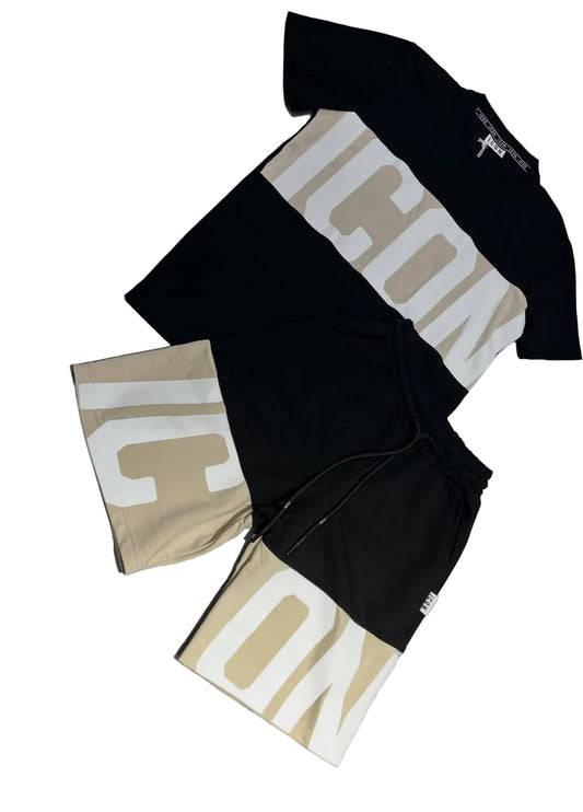Completo ICON black and beige logo bianco