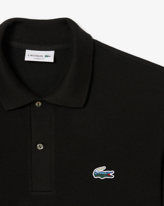 Polo LACOSTE nera logo tricolor