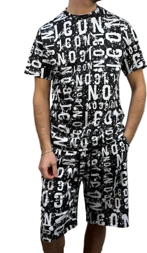 Completo ICON total black monogram bianco
