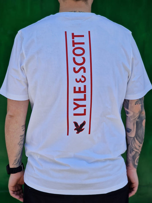 T-shirt LYLE SCOTT bianca banda retro rossa
