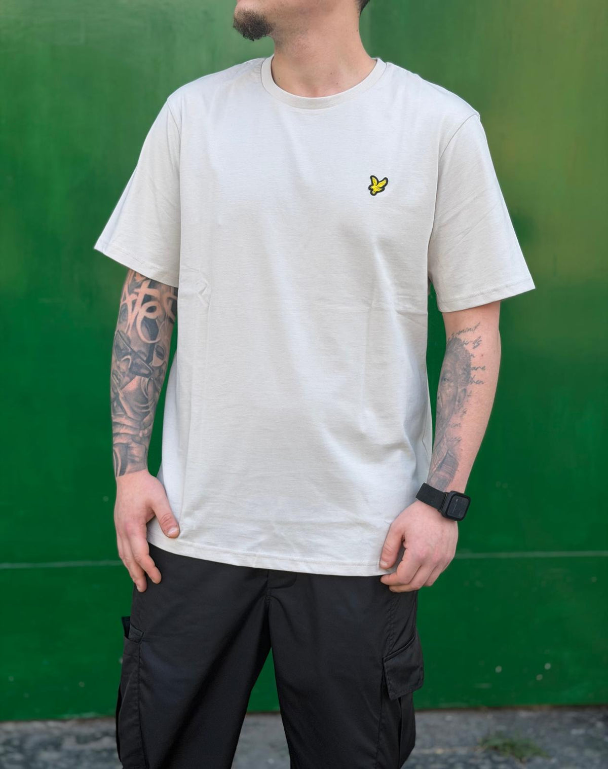 T-shirt LYLE SCOTT beige logo banda dietro Black