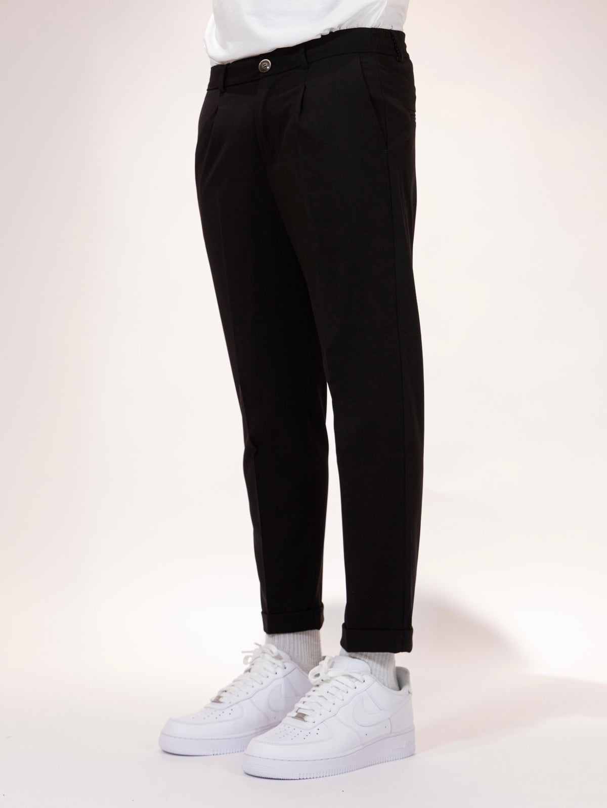 Pantalone cotone nero SOLDIER modello capri