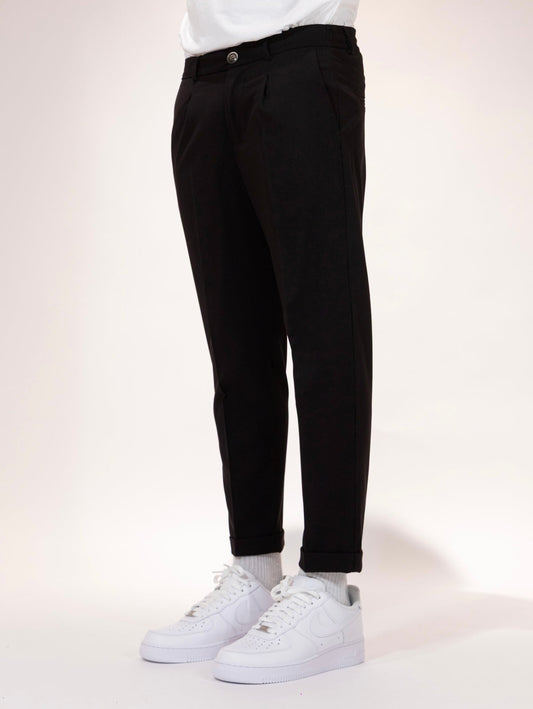 Pantalone cotone nero SOLDIER modello capri