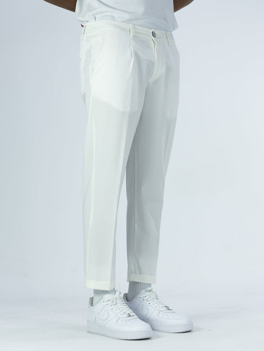 Pantalone cotone SOLDIER modello capri bianco