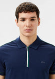 Polo LACOSTE blu con zip bicolore