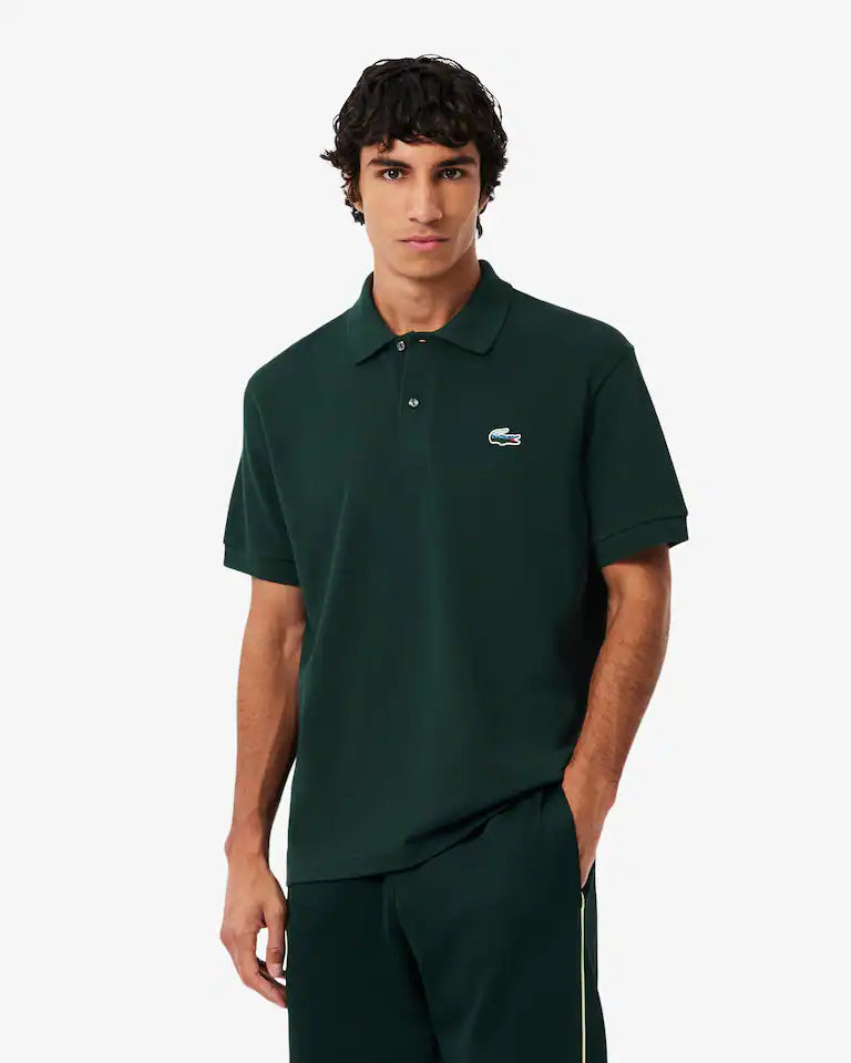 Polo LACOSTE Verde scuro logo tricolor