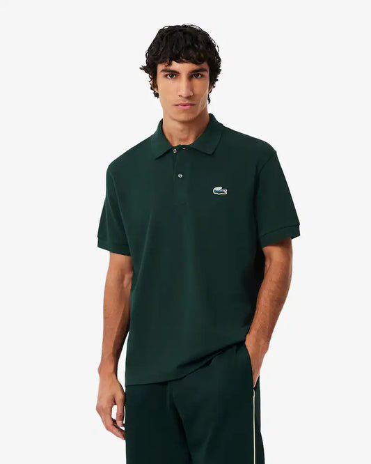 Polo LACOSTE Verde scuro logo tricolor