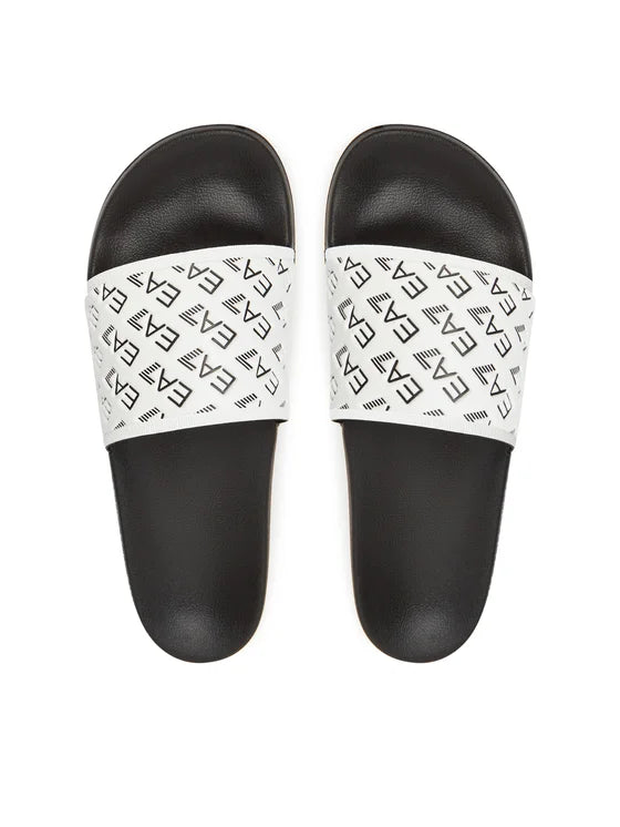 Ciabatte ARMANI bianche monogram nero