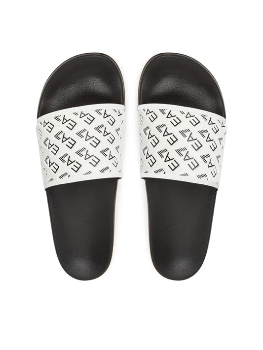 Ciabatte ARMANI bianche monogram nero
