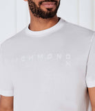 T-shirt RICHMOND bianca logo tinta su tinta a rilievo