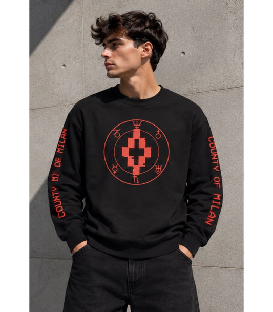 Felpa BURLON girocollo con logo segni zodiacali e scritta monogram retro